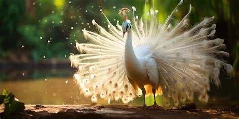 Premium Ai Image A Beautiful White Peacock Showing Off Its Beautiful