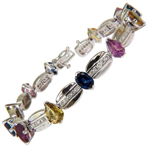 3375 Carat Natural Gem Sapphire Diamond Bracelet Three Row And Wide Cuff For Sale At 1stdibs