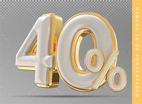 40 Porcento De 3000 - Número 3D Prata E Dourado 40% Porcento PSD [download] - Designi