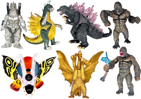 Set of 7 Godzilla Toys with Carry Bag, Movable Joint Action Figures 20 ...