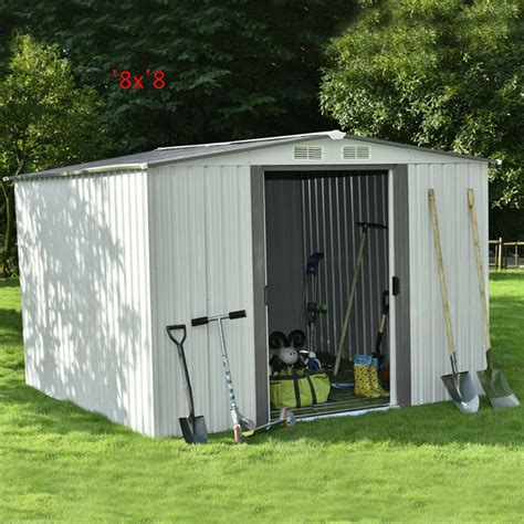 8'x8' Metal Outdoor Storage Shed Steel Garden Utility