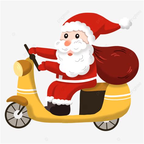 Santa Claus Montando Una Motocicleta Linda Navidad Creativa Png