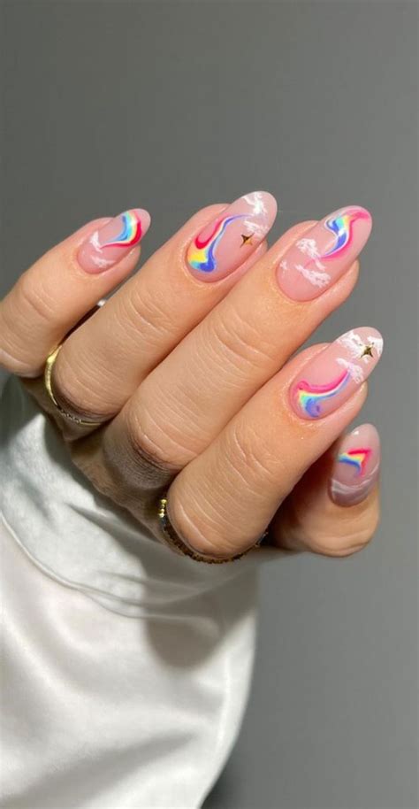 Embrace The Warmth With Radiant Summer Nails Cloud Rainbow Nails