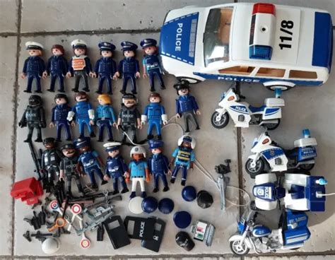 Playmobil Lot Police Voiture Motos Quad Armes Personnages