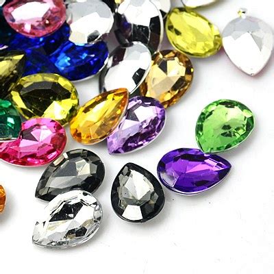 Honeyhandy Imitation Taiwan Acrylic Rhinestone Cabochons Pointed Back