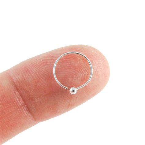 Thin And Delicate Ball End Nose Hoop Pure Silver 24 Gauge Nose Ring Etsy