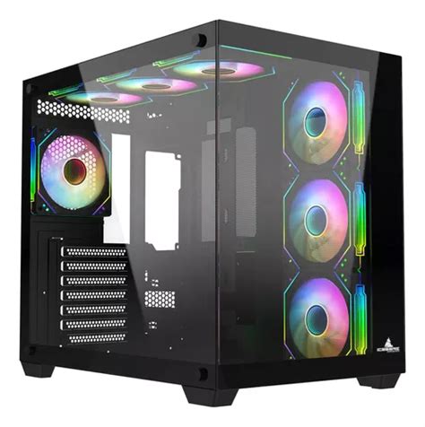 Gabinete Chasis Caja Gamer Iceberg Crystal Cube Negro X Fan Cuotas