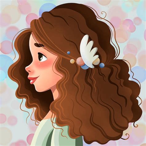 Premium Vector Illustration Of A Cute Girl With Lush Curly Hair