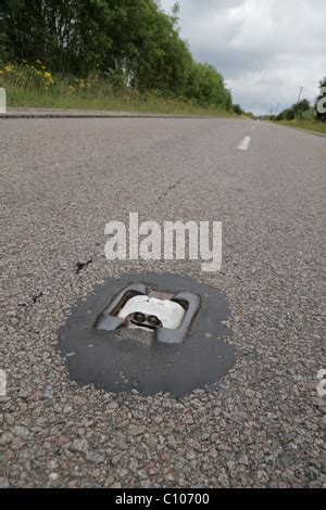 Cats Eyes In The Middle Of The Road Reflect The Sunset At Acol Kent