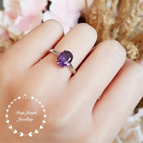 Ovaler Amethyst Ring Verlobungsring Facettierte Amethyst Etsy De