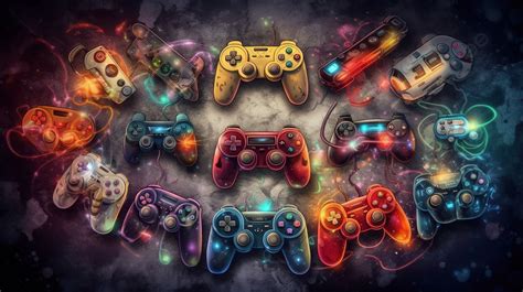 Collection Of Colorful Video Game Controllers Background Cool Games