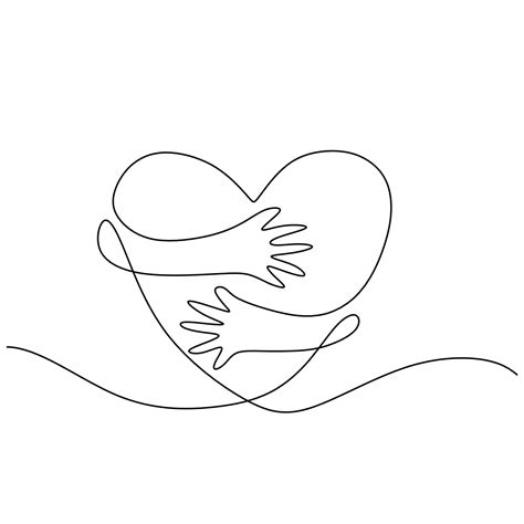 Heart Symbol With Hand Embrace Line Drawing 3189266 Vector Art At Vecteezy