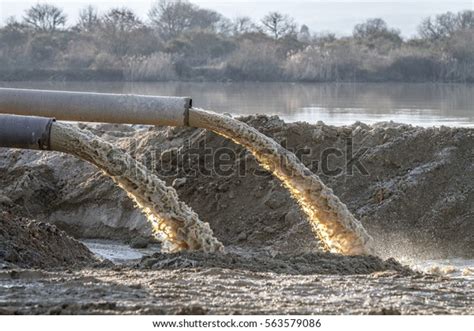 Industrial Effluent Pipeline Discharging Liquid Industrial Stock Photo