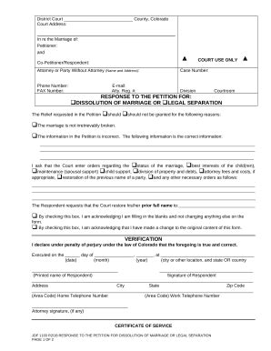 Response Dissolution Marriage Doc Template PdfFiller