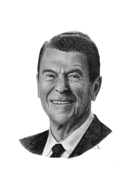 President Ronald Reagan Drawing By Charles Vogan