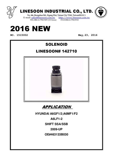 ROLLOUT-SOLENOID-HYUNDAI-A6GF1, A6GF2, A6MF1, A6MF2, A6LF1-2 - LINESOON