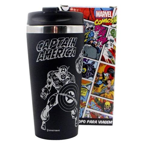 Copo Viagem Emborrachado Marvel Ml Preto Leroy Merlin