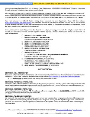 Fillable Online UCI International Center New Graduate Student Request