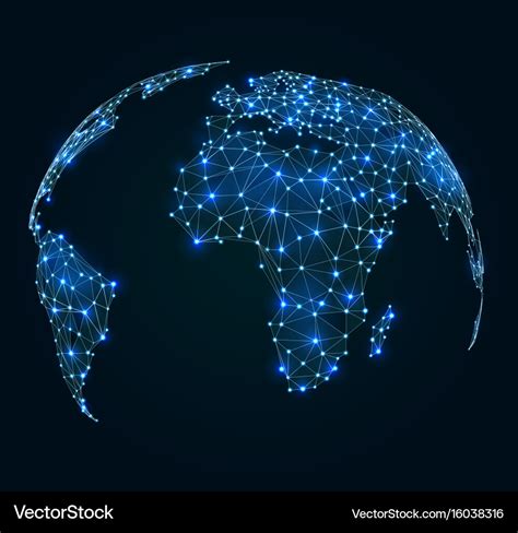 World map with shining points network connections Vector Image