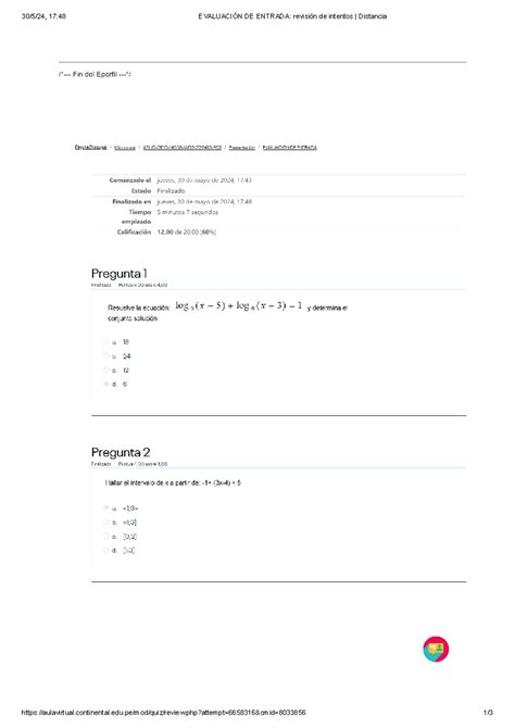 Evaluación DE Entrada Fundamentos DE Calculo Fundamentos del Calculo