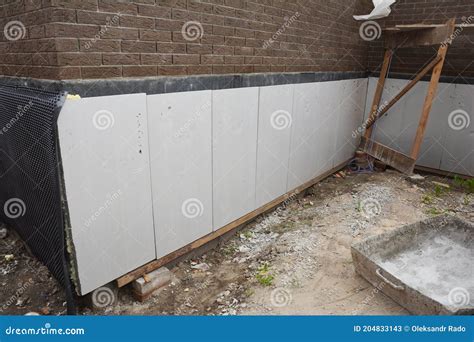 Foundation And Basement Thermal Polystyrene Insulation Rigid Eps Foam Boards Are Installed