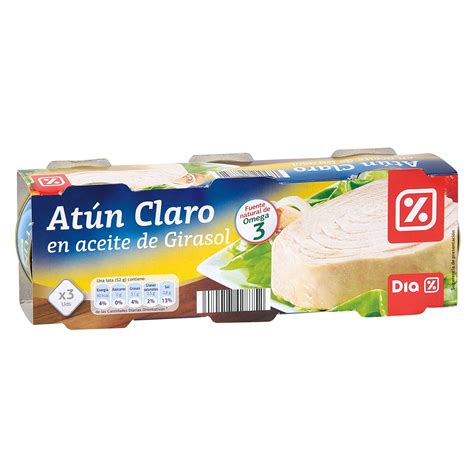 DIA atun claro en aceite de girasol pack de 3 latas x 52 grs ATÚN