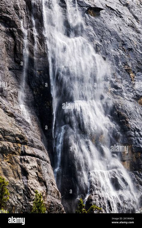 Weeping Wall Waterfalls Over Rock Cliffs Bow River Valley Banff