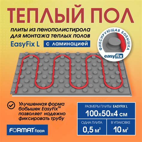 Плиты для водяного тёплого пола FORMAT EasyFix L с ламинацией, 10 кв.м ...