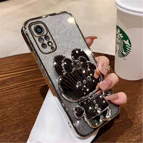 Rabbit-Makeup-Mirror-Plating-Phone-Holder-Case-For-Xiaomi-Redmi-Note-11 ...