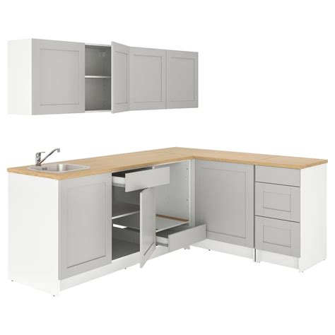 Угловая кухня - KNOXHULT IKEA/ КНОКСХУЛЬТ ИКЕА, 243х220 см, белый/серый ...