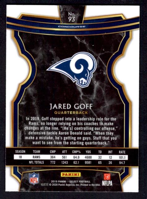 Panini Select Concourse Jared Goff Los Angeles Rams Ebay