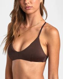 Solid Shimmer Top De Bikini Cruzado En La Espalda Para Mujer Rvca