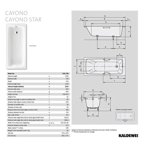 Kaldewei Advantage Cayono Single Ended Steel Bath 1700 X 750mm