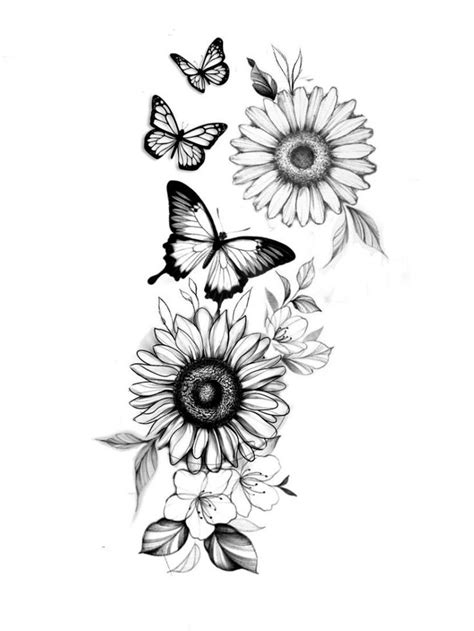 Tattoo Borboleta Girassol Floral Thigh Tattoos Floral Tattoo