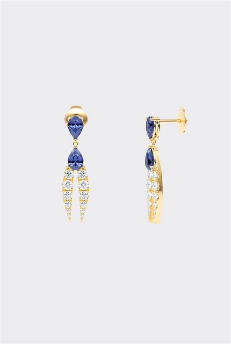 Lotus Diamond And Tanzanite Earrings Tanzanite Earrings Earrings