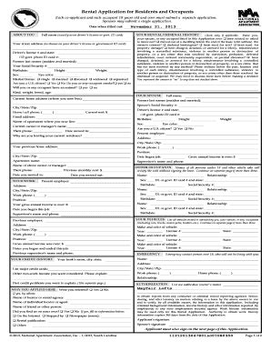 Fillable Online Rental Application For Residents And Occupants