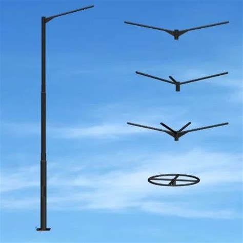 Ms With Pu Finish Dual Arm Street Light Swaged Tubular Poles Mtr To