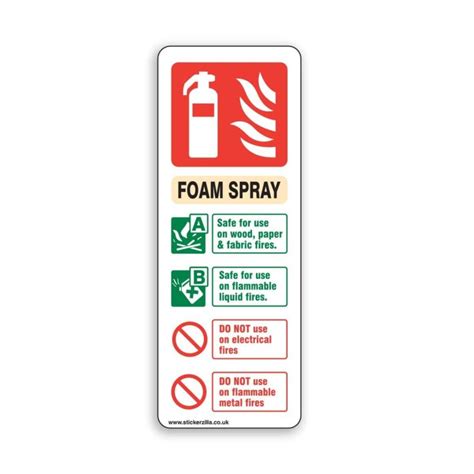 Foam Spray Fire Extinguisher Id Sign Mm X Adhesive Sticker