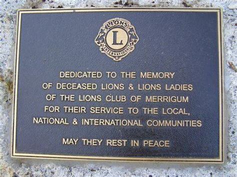 Lions Club Memorial Monument Australia