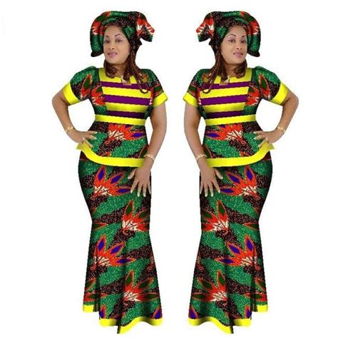 African Women 2 Piece Set Dashiki Cotton Print Wax Crop Top And Skirt X11025 African Attire