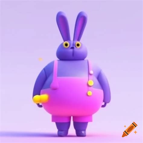 Anthropomorphic Cartoon Purple Rabbit In Tall Pink Overalls On Craiyon