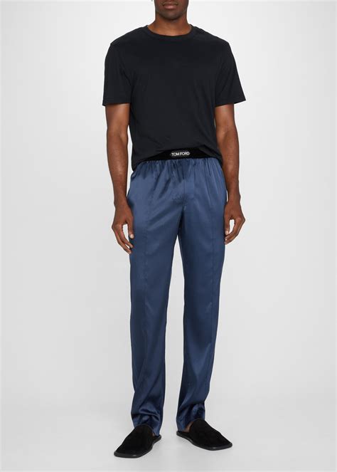 Tom Ford Silk Logo Pajama Pants Black Editorialist