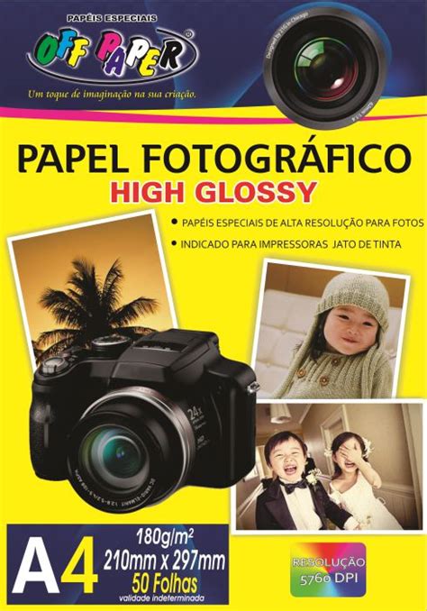 Papel Fotográfico High Glossy 180g A4 50 Folhas Off Paper