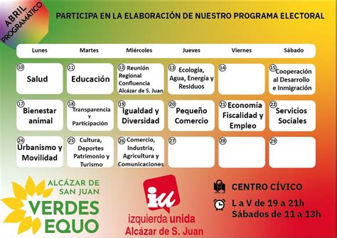 La Coalici N Unidas Verdes Equo Izquierda Unida Organiza Mesas De