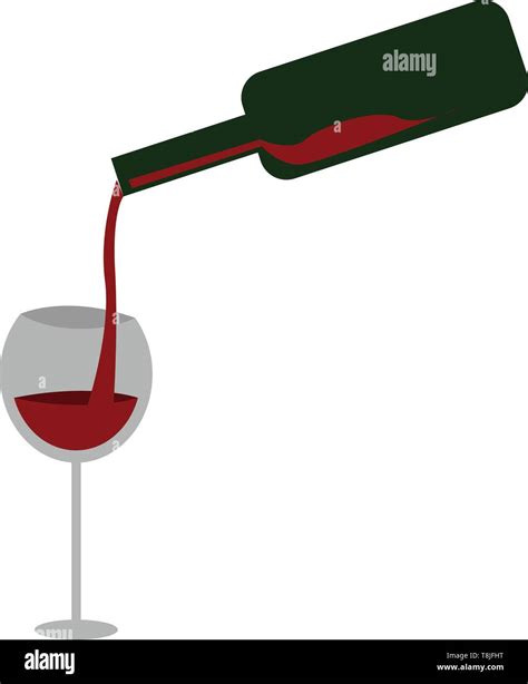 Red Wine Being Poured Into A Transparent Glass Vector Color Drawing