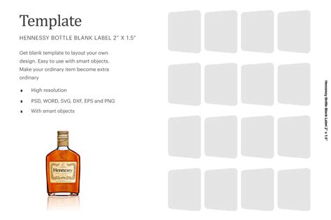 Hennessy Bottle Blank Label 2"x1.5"Compatible With Silhouette Studio By ariodsgn | TheHungryJPEG