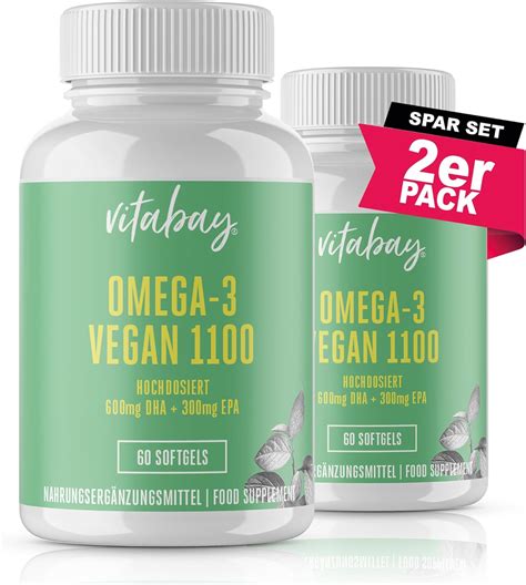 Vitabay Omega 3 Kapseln Hochdosiert Vegan 120 Omega 3 Algenöl Kapseln