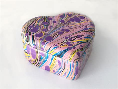 Heart Shaped Jewelry Box Marbled Ceramic Decorative Box Etsy