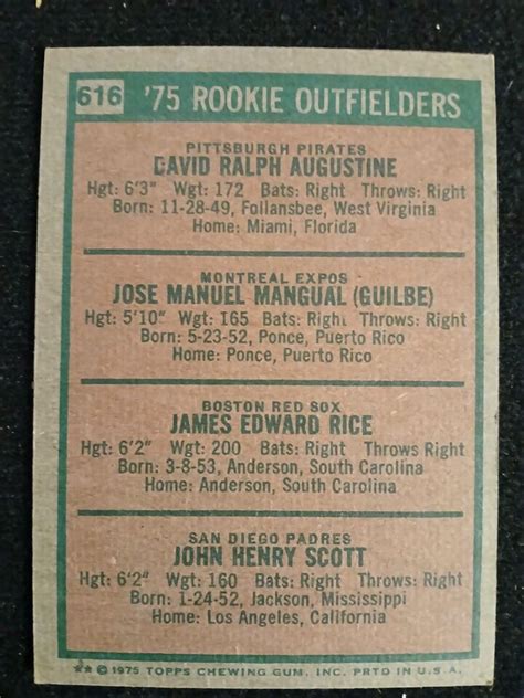 Topps Baseball Card Rookie Outfielders Rice Mangual Scott