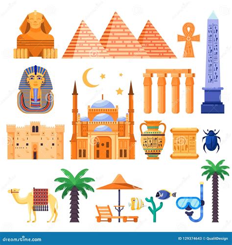 Travel To Egypt Vector Icons And Design Elements Egyptian National